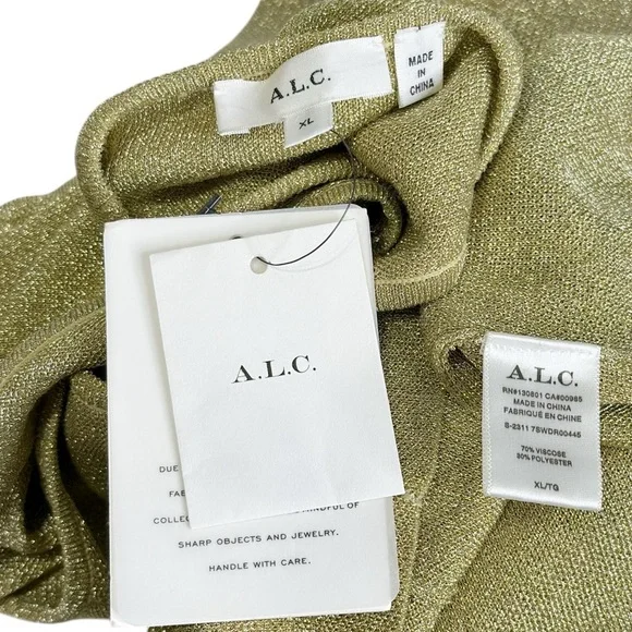 A.L.C. Ashley Knit Dress, Metallic Bright Gold, XL